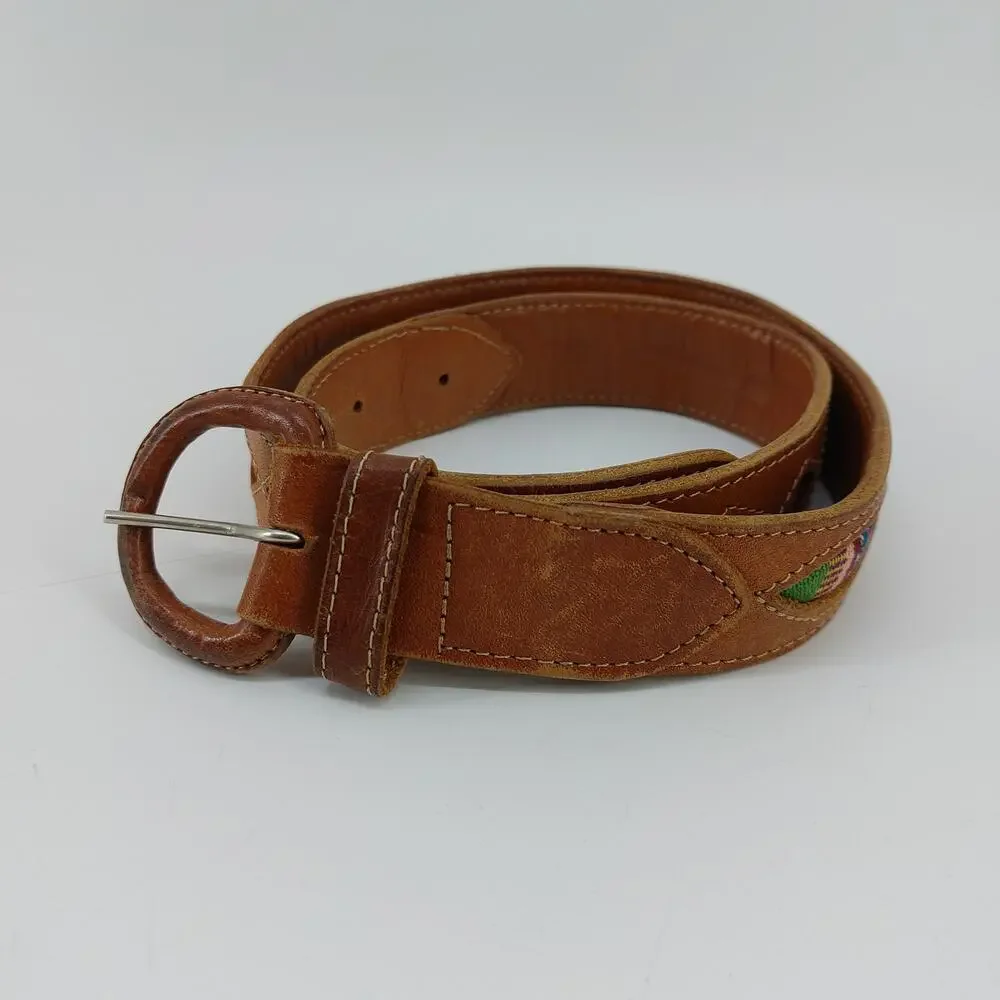 Women's Hand Woven Guatemalan Leather Belt Size Medium